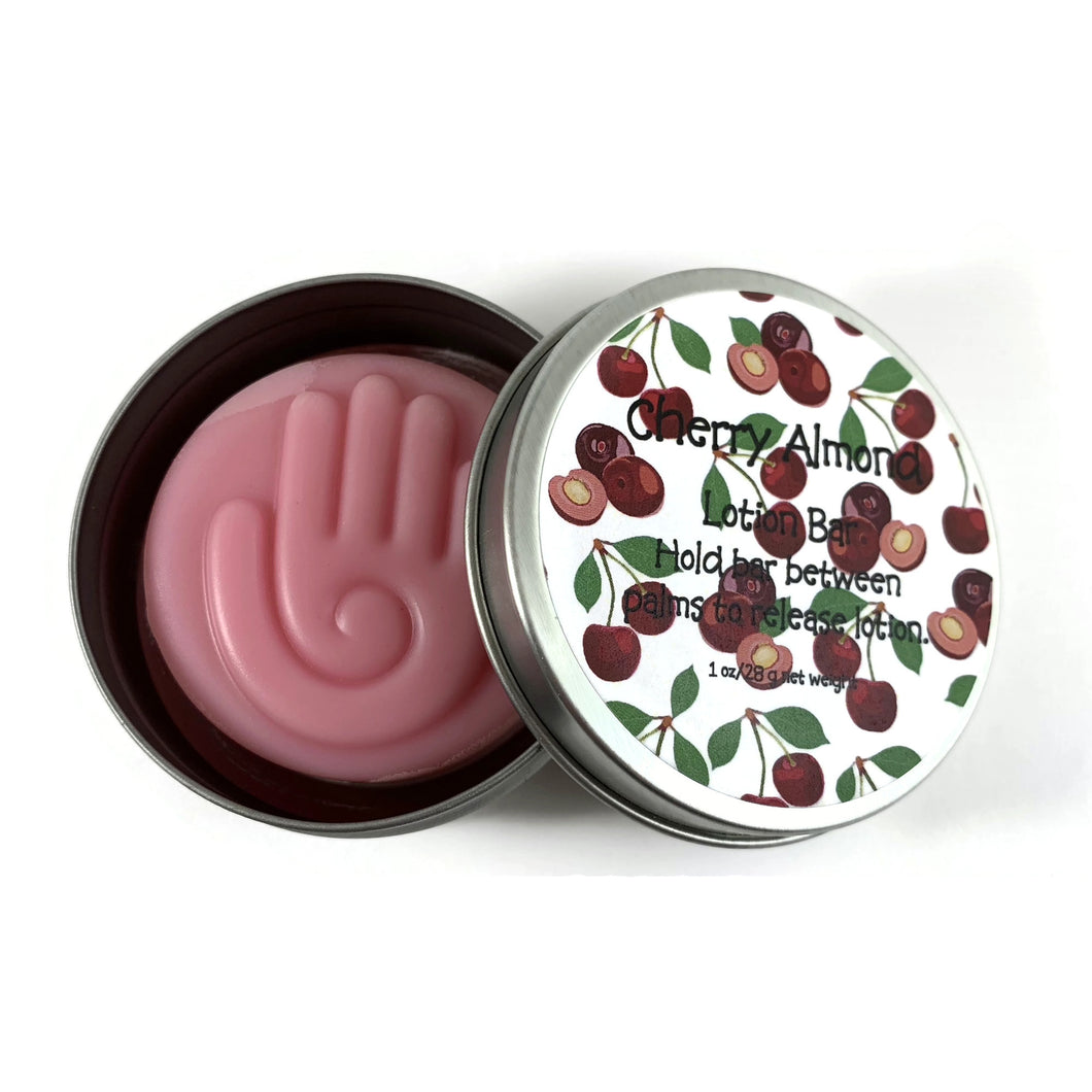 Cherry Almond Scented Lotion Bar | Solid Lotion Bar in a Tin